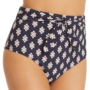 TORY BURCH DOUBLE DIAMOND HIGH-WAIST BIKINI BOTTOM